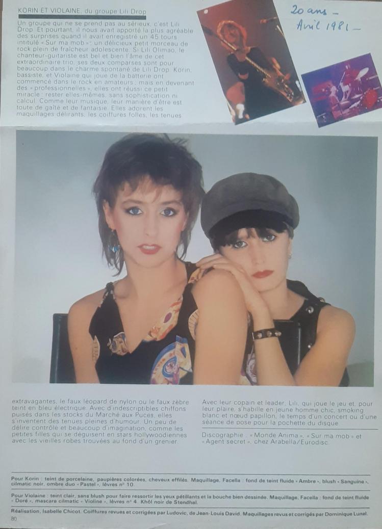 Korin et violaine lili drop revue 20 ans 1981