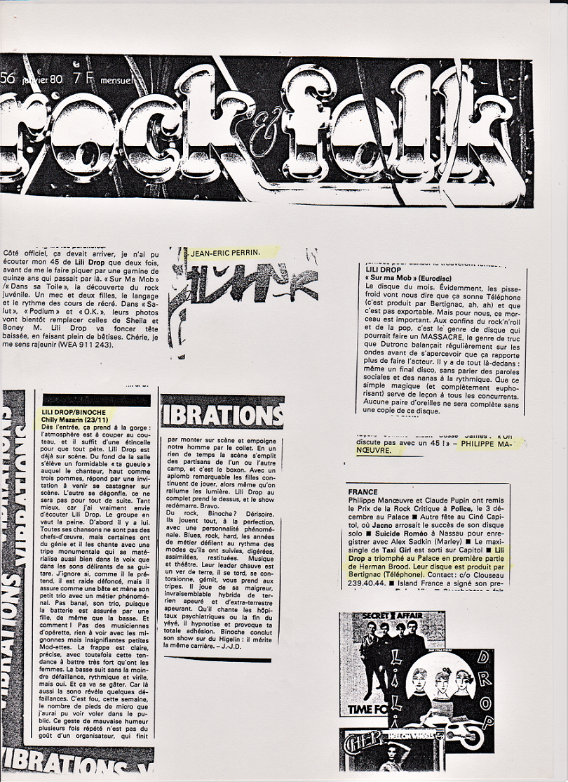 Rock folk lili drop janvier 1980